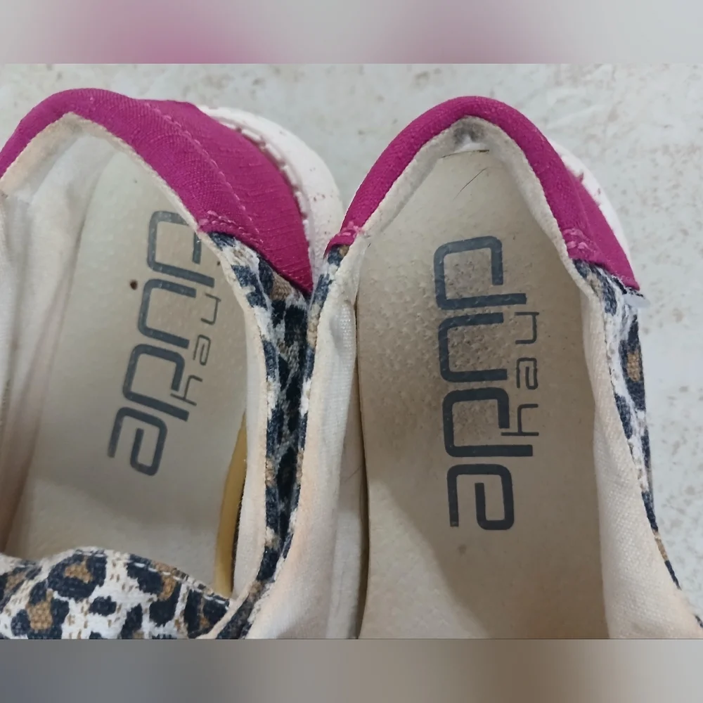 Hey Dude Brown and Pink Moccasins with Leopard‎ Print